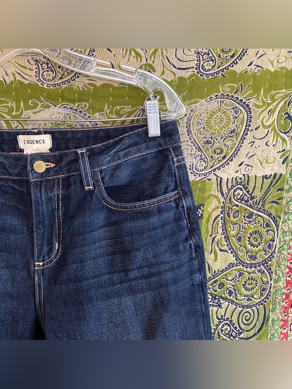 L'Agence Grainger Milana Stovepipe Low Rise Raw Edge Jeans Size 28 Quiet Luxury - Picture 4 of 15